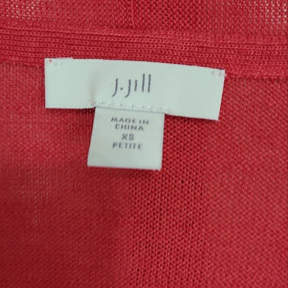 (508) J.Jill Woman's Open Sweater, Size: XS Petite Color: Red - Picture 7 of 16